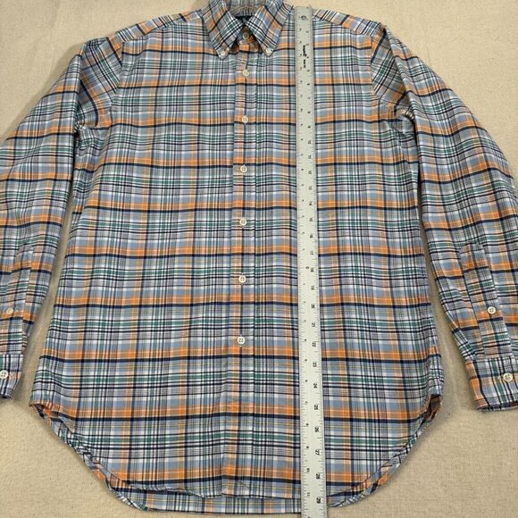 Ralph Lauren Classic Fit Orange Blue Windowpane Plaid Button Shirt Long Sleeve S - Picture 5 of 10